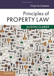 Front cover of Principles of Property Law by Alison Clarke