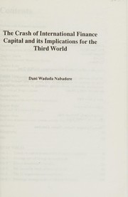 Cover of The crash of international finance capital and its implications for the Third World by Dani Wadada Nabudere