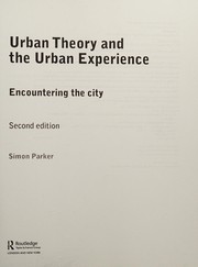 Cover of Urban Theory and the Urban Experience by Simon Parker