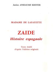 Front cover of Zaïde by Madame de La Fayette