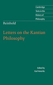 Front cover of Letters on the Kantian philosophy by Karl Leonhard Reinhold