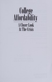 Cover of College affordability by Jerry S. Davis