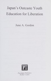 Front cover of Japan's Outcaste Youth by June A. Gordon