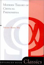 Front cover of Modern theory of critical phenomena by Ma, Shanggeng