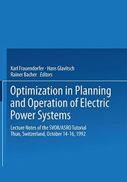 Front cover of Optimization in planning and operation of electric power systems by Rainer Bacher