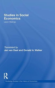 Front cover of Studies in social economics by Léon Walras