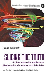 Front cover of Slicing the Truth by Denis R. Hirschfeldt