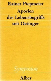 Front cover of Aporien des Lebensbegriffs seit Oetinger by Rainer Piepmeier