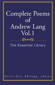 Front cover of Complete Poems of Andrew Lang Vol. I by Peter-Eric Philipp