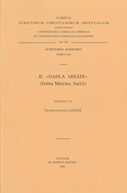 Front cover of Il "Gadla Absādi" (Dabra Māryām, Sarā'ē) by E. Peters