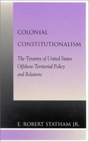 Cover of Colonial constitutionalism by E. Robert Statham