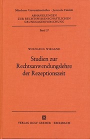 Front cover of Studien zur Rechtsanwendungslehre der Rezeptionszeit by Wolfgang Wiegand