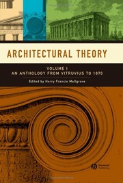 Front cover of Architectural theory by Harry Francis Mallgrave