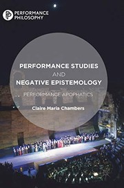 Front cover of Performance Studies and Negative Epistemology by Claire Maria Chambers