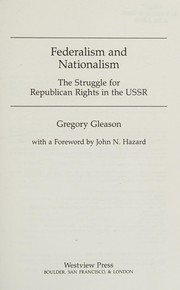 Front cover of Federalism and nationalism by Gregory Gleason