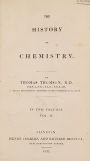 Front cover of The history of chemistry by Thomson, Thomas