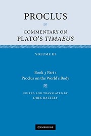Cover of Proclus : Commentary on Plato's Timaeus by Dirk Baltzly