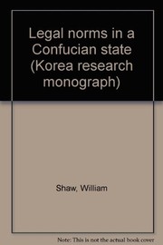 Cover of Legal norms in a Confucian state by Shaw, William