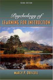 Front cover of Psychology of learning for instruction by Marcy Perkins Driscoll