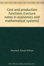Front cover of Cost and production functions by Ronald William Shephard