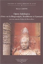 Cover of Opera indologica by Etienne Lamotte