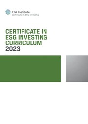 Front cover of Certificate in ESG Investing Curriculum by CFA Institute