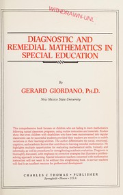 Front cover of Diagnostic and remedial mathematics in special education by Gerard Giordano