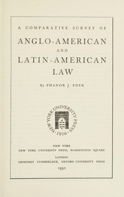 Cover of A comparative survey of Anglo-American and Latin-American law by Phanor James Eder