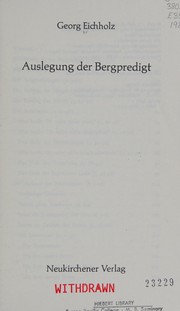 Front cover of Die Auslegung der Friedensweisungen der Bergpredigt in der Predigt der Evangelischen Kirche im 20. Jahrhundert by Dieter Wittmann