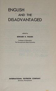 Front cover of ENGLISH & THE DISADVANTAGED by Edward R. Fagan