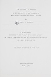 Front cover of An investigation of the response of high school students to poetic language by Robert M. Sanford