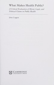 Front cover of What makes health public? by John Coggon