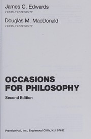 Cover of Occasions for philosophy by James C. Edwards
