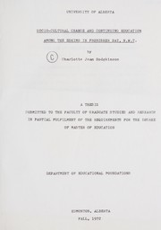 Front cover of Socio-cultural change and continuing education among the Eskimo in Frobisher Bay, N.W.T. by Charlotte Jean Hodgkinson