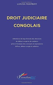 Front cover of Droit judiciaire congolais by Lukusa Nsambayi