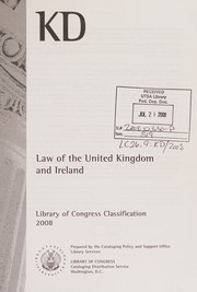 Cover of Library of Congress classification. KD. Law of the United Kingdom and Ireland by Library of Congress