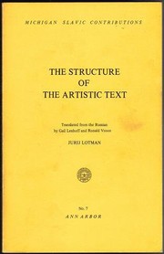 Cover of Structure of the Artistic Text by Юрий Михайлович Лотман