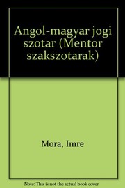 Front cover of Angol-magyar jogi szótár by Móra, Imre.