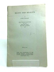 Front cover of Keats and reality by John Bayley
