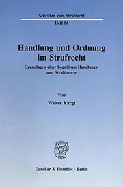 Front cover of Handlung und Ordnung im Strafrecht by Walter Kargl