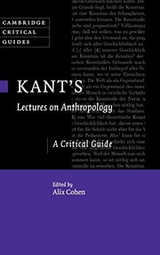 Front cover of Kant's Lectures on Anthropology by Alix Cohen