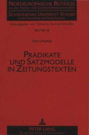 Front cover of Prädikate und Satzmodelle in Zeitungstexten by Harry Anttila