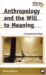 Cover of Anthropology And The Will To Meaning by Vassos Argyrou