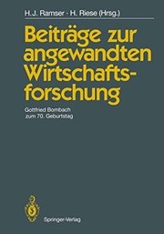 Front cover of Beiträge zur angewandten Wirtschaftsforschung by Gottfried Bombach