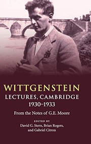 Cover of Wittgenstein - Lectures, Cambridge, 1930-1933 by David G. Stern