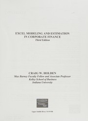 Cover of Excel Modeling and Estimation in Corporate Finance by Craig W. Holden