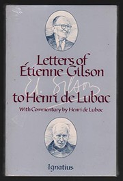 Front cover of Letters of Etienne Gilson to Henri de Lubac by Étienne Gilson