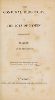 Front cover of The conjugal directory, or, The joys of hymen by Claude Quillet