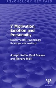 Cover of Experimental Psychology Its Scope and Method : Volume V by Joseph Nuttin