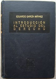 Cover of Introducción al estudio del derecho by Eduardo García Máynez